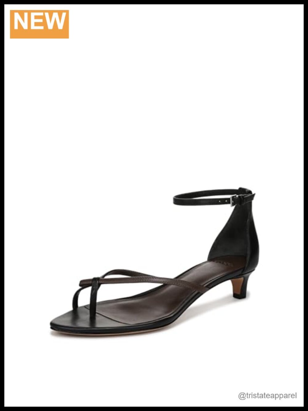 Leather Thong Sandals Kitten Heel Ankle Strap Open Toe